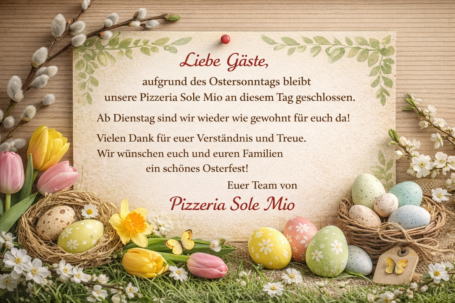 Sole Mio Mehrhoog wünscht frohe Ostern 2026